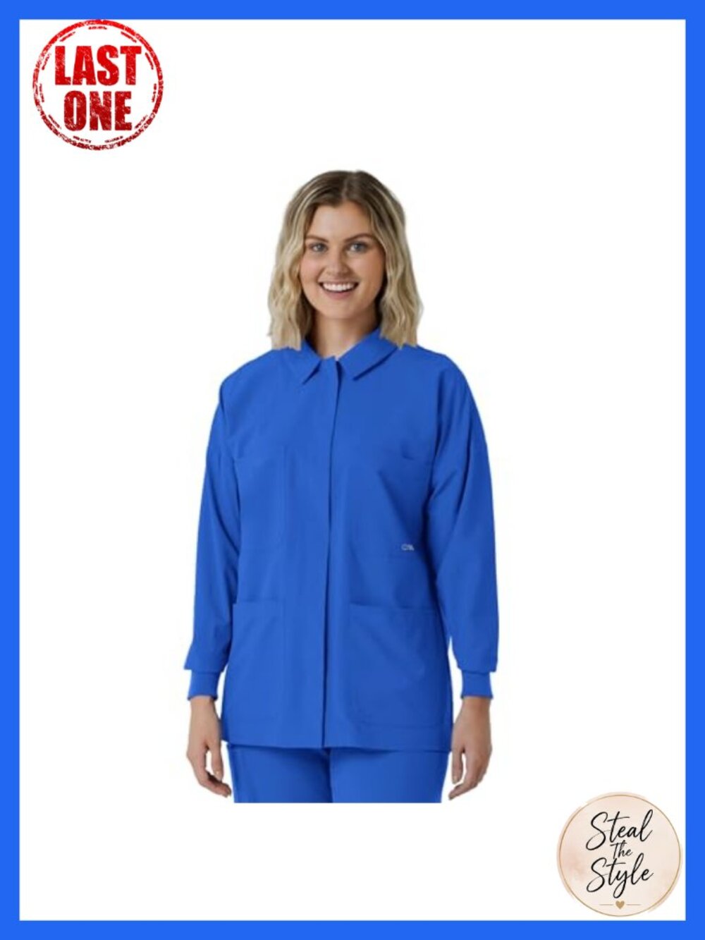 Women's Scrub Shirt Jacket Poplin Snap Front Medical Uniform